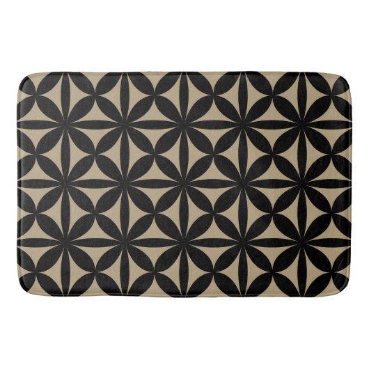 Tapis De Bain Noir et Tan Moderne / Retro Print (Devant)