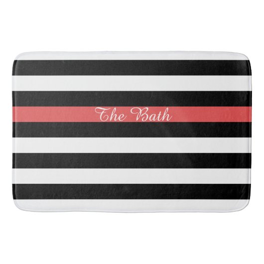 Tapis De Bain Noir fait sur commande des textes rouge et blanc (Devant)