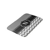 Tapis de bain noir gris de monogramme de Chevron (Angle)
