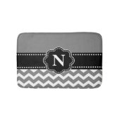 Tapis de bain noir gris de monogramme de Chevron (Devant)