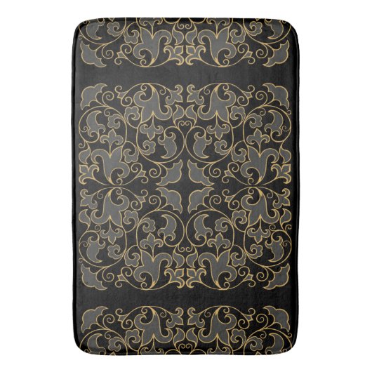 Tapis De Bain Noir, gris et or (devant Vertical)
