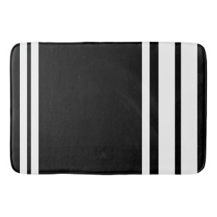Tapis De Bain Noir : Lignes modernes en blanc