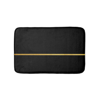 Tapis De Bain Noir lisse avec bande or