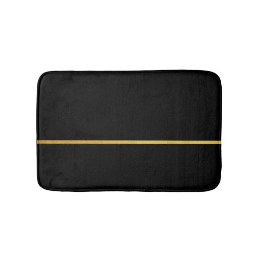 Tapis De Bain Noir lisse avec bande or (Devant)