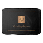 Tapis De Bain Noir or élégant nom monogrammé moderne (Devant)
