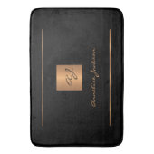 Tapis De Bain Noir or élégant nom monogrammé moderne (devant Vertical)