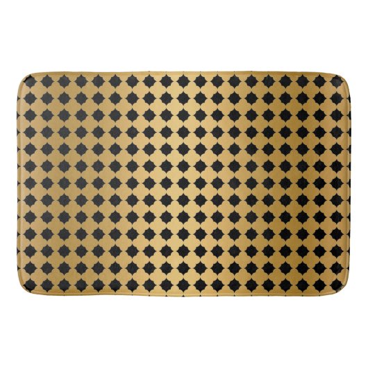 TAPIS DE BAIN NOIR OR HEXAGON MOTIF BAIN MAT (Devant)