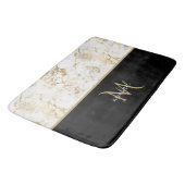 Tapis De Bain Noir Or & Marbre Monogramme Élégant Luxe (Angle)