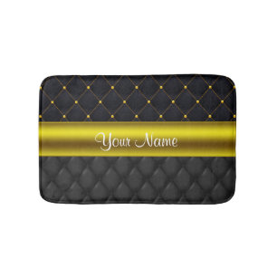 Tapis De Bain Noir piqué sophistiqué et or