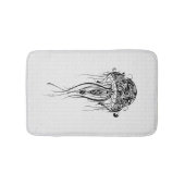 Tapis De Bain Noir Retro méduse sur Arrière - plan blanc (Devant)