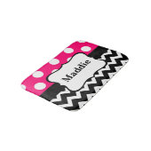 Tapis de bain noir rose de monogramme de Chevron (Angle)