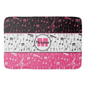 Tapis De Bain Noir rose et blanc notes de musique mat de bain (Devant)