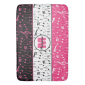 Tapis De Bain Noir rose et blanc notes de musique mat de bain (devant Vertical)