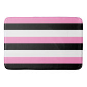 Tapis de bain noir, rose et blanc rayé (Devant)