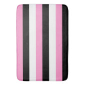 Tapis de bain noir, rose et blanc rayé (devant Vertical)
