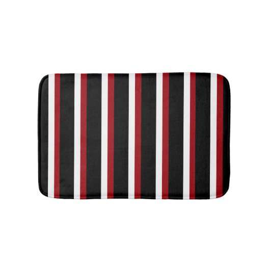 Tapis De Bain Noir Rouge Blanc rayé Salle de bain Mat (Devant)