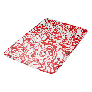 Tapis De Bain Noir, rouge et blanc marbré Abstrait