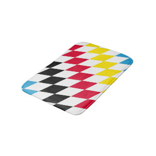 Tapis De Bain Noir rouge jaune Bavaria Motif Drapeau Diamant