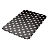 Tapis De Bain Noir & Rouge Légèrement Rose Points Ronds (Angle)