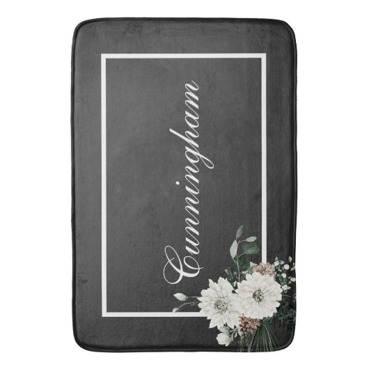 Tapis De Bain Noir rustique Noir & Blanc Nom Pine (devant Vertical)