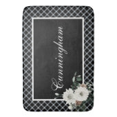 Tapis De Bain Noir rustique Noir & Blanc Nom Plaid Pine (devant Vertical)