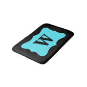 Tapis De Bain Noir Turquoise Aqua Blue Monogram Accueil initial (Angle)