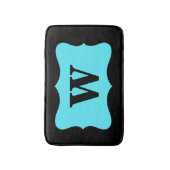 Tapis De Bain Noir Turquoise Aqua Blue Monogram Accueil initial (Devant (Vertical))