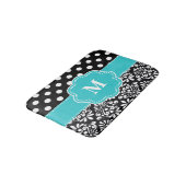 Tapis de bain noir turquoise de monogramme de (Angle)