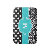 Tapis de bain noir turquoise de monogramme de (Devant (Vertical))