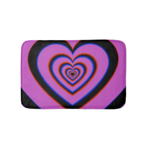 Tapis De Bain Noir violet Trippy Hypnotique Motif d'amour du coe