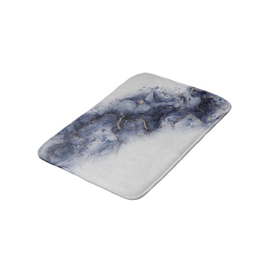 Tapis De Bain Noix d'encre bleu foncé et or (Angle)