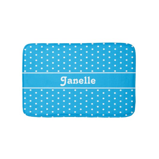 Tapis De Bain Nom classique Pois bleu et blanc (Devant)