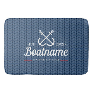 Tapis De Bain Nom de bateau personnalisé Nautical Knitted