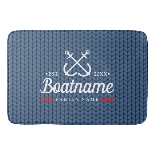 Tapis De Bain Nom de bateau personnalisé Nautical Knitted (Devant)