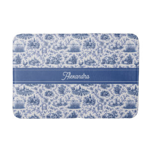 Tapis De Bain Nom de branche de rose de campagne en toile frança
