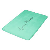 Tapis De Bain Nom de calligraphie de script bleu vert élégant (Angle)