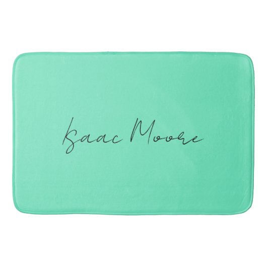 Tapis De Bain Nom de calligraphie de script bleu vert élégant (Devant)