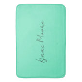 Tapis De Bain Nom de calligraphie de script bleu vert élégant (devant Vertical)
