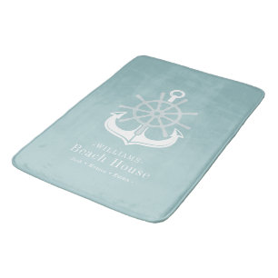 Tapis De Bain Nom de famille Beach House Ancre nautique
