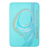Tapis De Bain Nom de famille Beach House Turquoise Ocean Wave (devant Vertical)