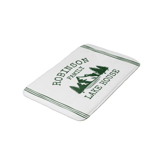 Tapis De Bain Nom de famille Lake House Forest Green Trees (Angle)