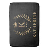 Tapis De Bain Nom de la Personnaliser et premier monogramme noir (devant Vertical)