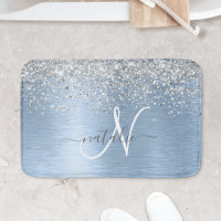 Nom de monogramme pailleté argenté métal brossé bl