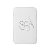 Tapis De Bain Nom de monogramme personnalisé blanc élégant (Devant (Vertical))