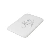 Tapis De Bain Nom de monogramme personnalisé blanc élégant (Angle)