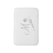 Tapis De Bain Nom de monogramme personnalisé blanc élégant (Devant (Vertical))