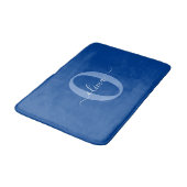 Tapis De Bain Nom de script de monogramme personnalisé bleu blan (Angle)