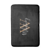 Tapis De Bain Nom de style élégant écriture Gold Black Monogramm (Devant (Vertical))