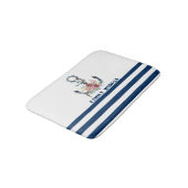 Tapis De Bain Nom du bateau, Fleurs d'Ancres Bleus de marine (Angle)