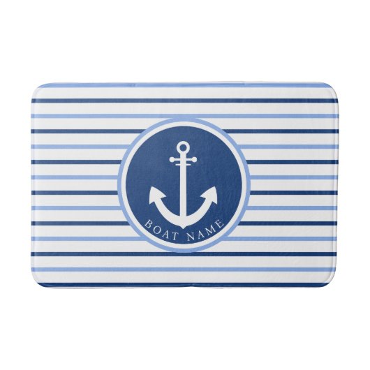 Tapis De Bain Nom du bateau Marine Blue Ancre Moderne du littora (Devant)